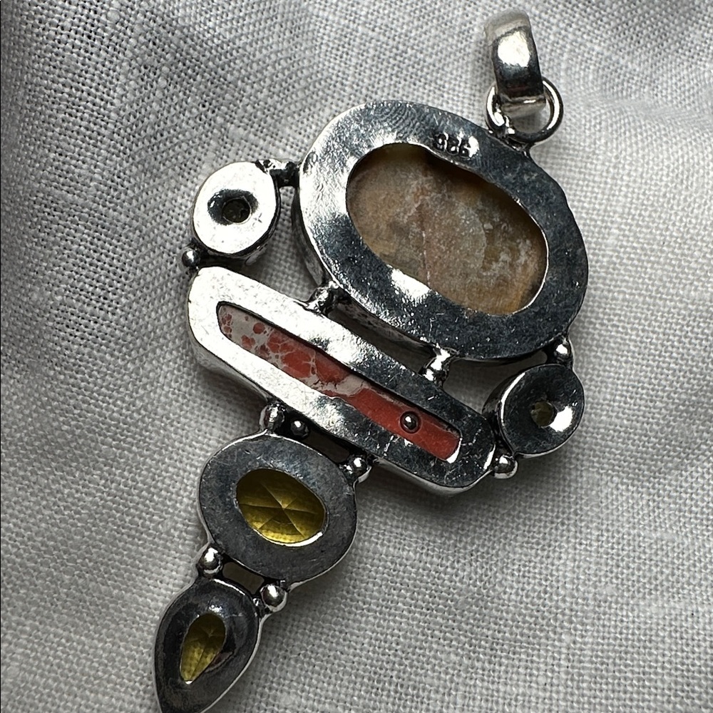 Artisan Handcrafted Jewelry YELLOW LACE AGATE And CITRINE Multi-Stone Pendant - Picture 13 of 15
